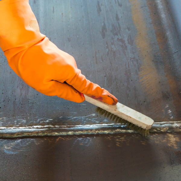 Use a brush to clean the welding surface